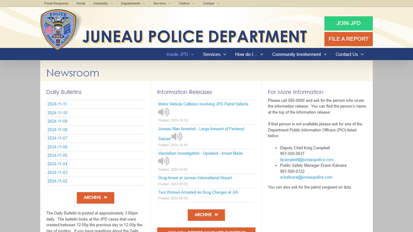 JPD – Newsroom – City and Borough of Juneau