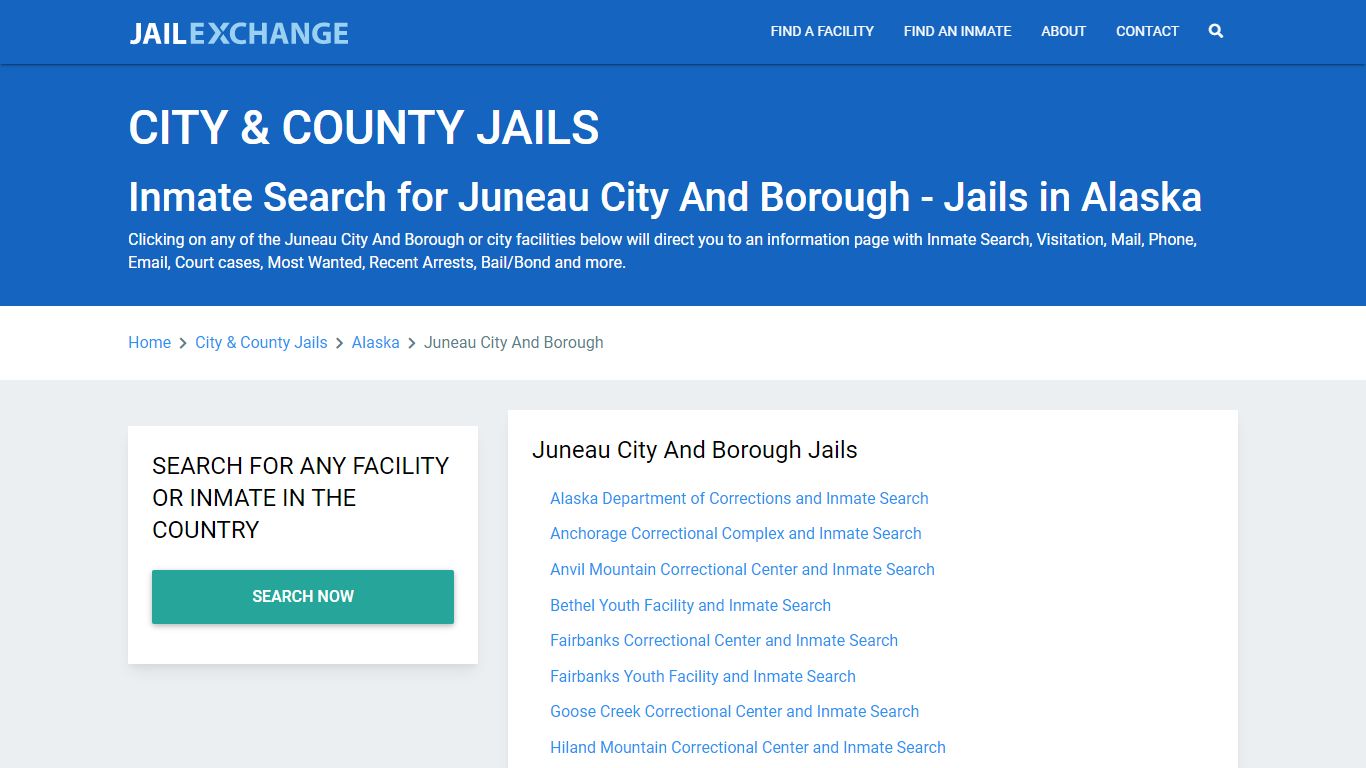 Inmate Search for Juneau City And Borough | Jails in Alaska - Jail Exchange